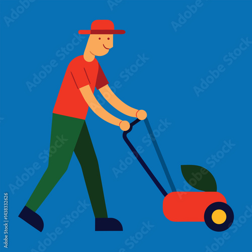 vector illustration of a mowing the lawn