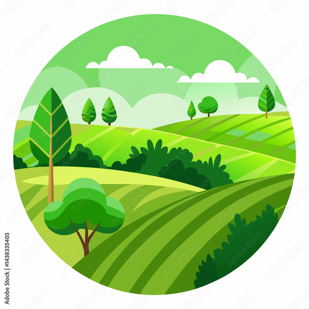Fototapeta premium Landscape with green hills and Blu sky