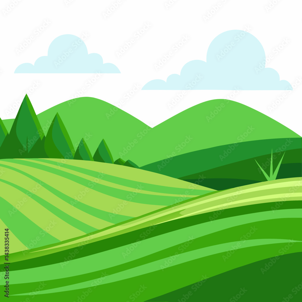 Obraz premium Landscape with green hills and Blu sky