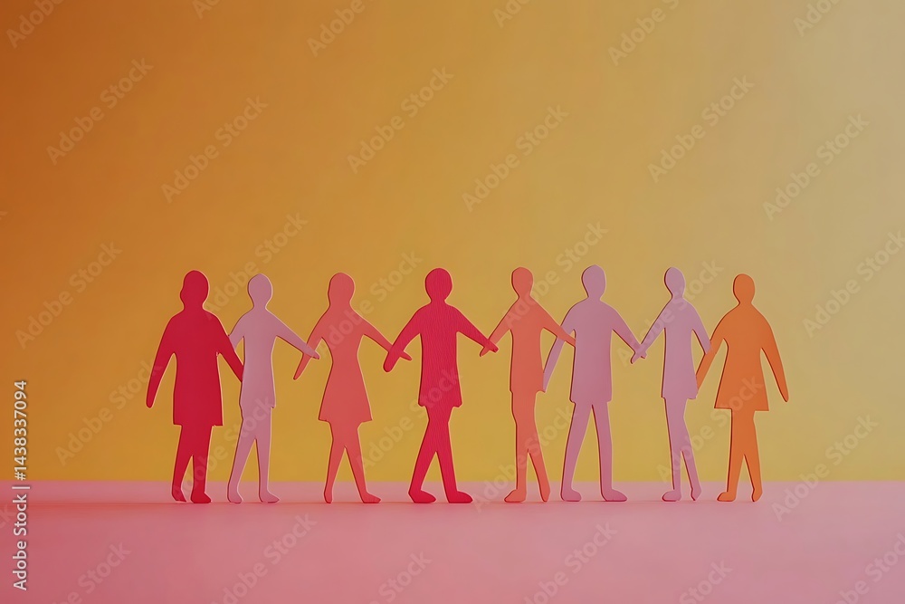 Pastel Paper People Teamwork and Solidarity Pastel Paper People Teamwork and Solidarity