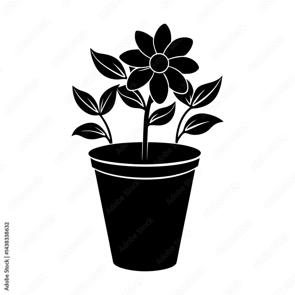 Obraz premium Flower Pot Silhouette vector illustration