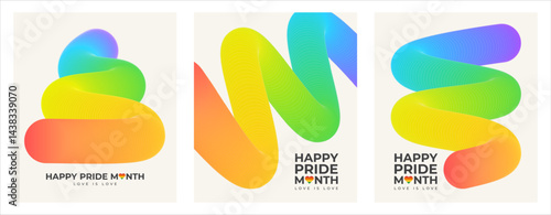 Pride Month Templates for Stories. LGBTQ+ Story Templates with Rainbow Backgrounds and Pride Month Typography. Vector Concept for LGBT Pride.