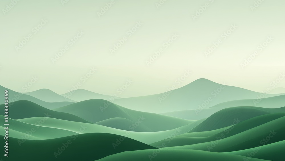 Fototapeta premium Misty green mountain range landscape