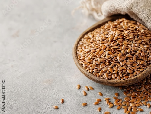 Single flaxseed in extreme closeup, minimalist superfood concept, natural texture