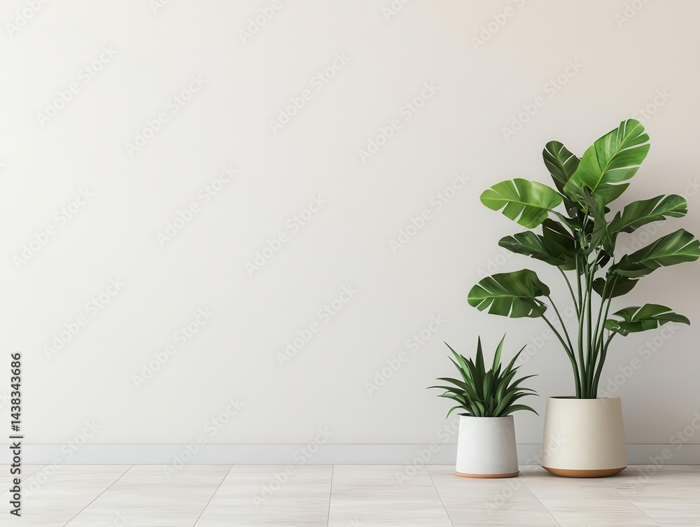 Fototapeta premium Modern interior design with small plantbased elements, minimalist natural aesthetics
