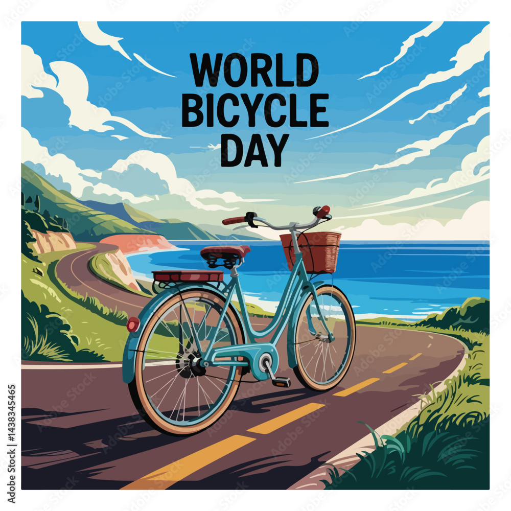 Fototapeta premium World Bicycle Day Observation poster Banner