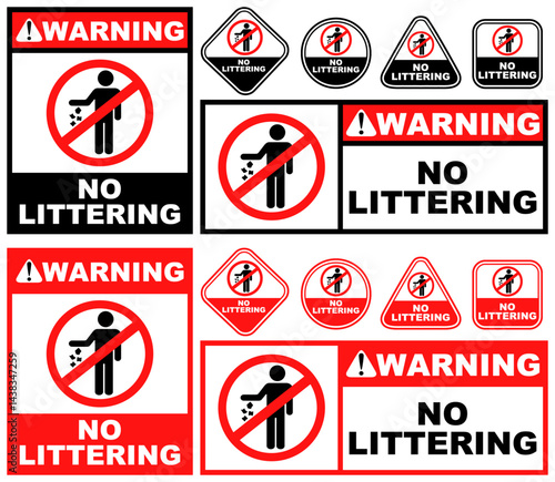 Set Collections no littering hat warning sign template design vector illustration