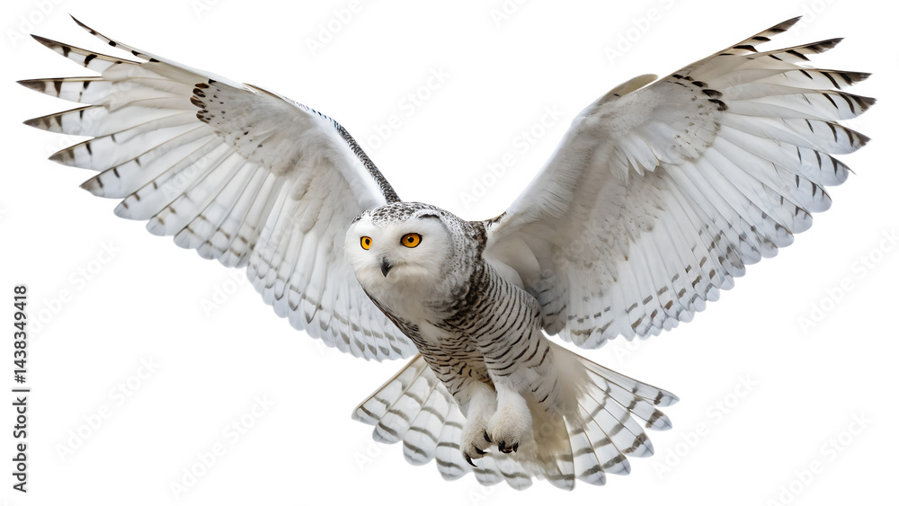 Fototapeta premium Snowy Owl Wings Spread Wide