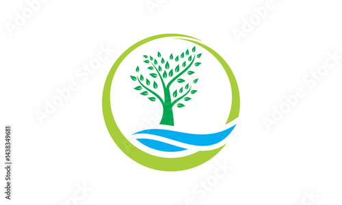 green tree abstract ecology vector logo