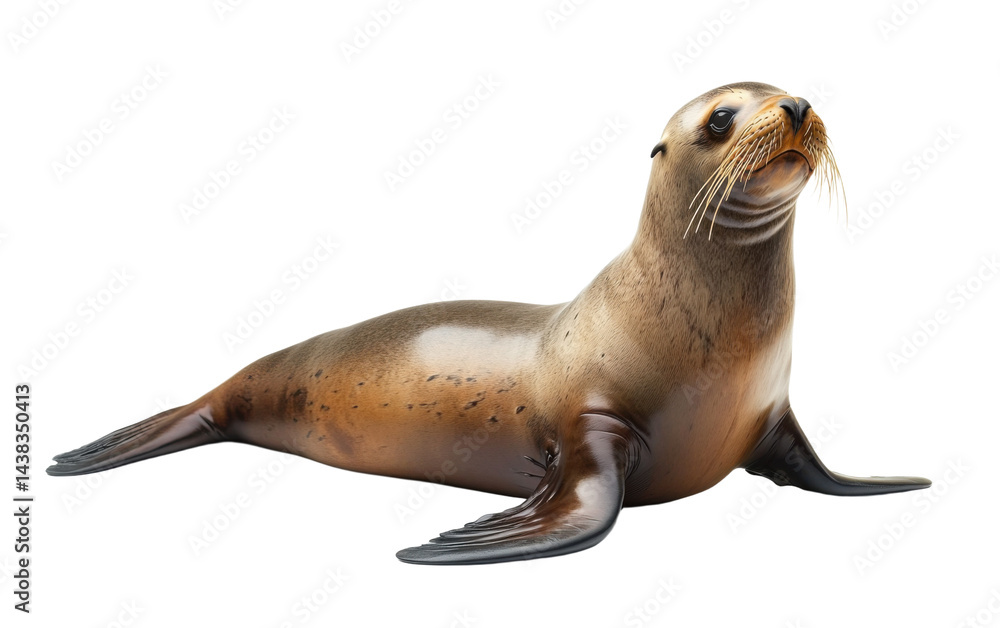 Naklejka premium Seal is laying on its back on transparent or white background,png