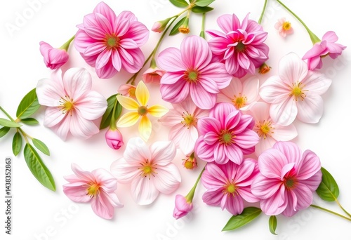 Delicate spring blooms arranged on a pristine white background High-resolution image, floral design, lilies