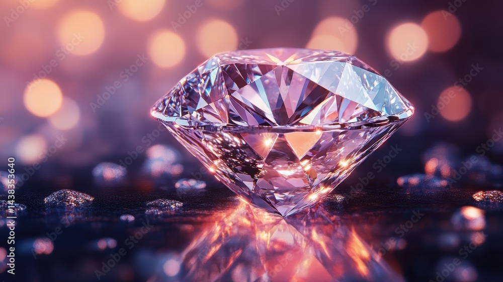 A close-up of a delicate piece of jewelry, a diamond ring with sparkling facets, elegant product photography A close-up of a delicate piece of jewelry, a diamond ring with sparkling facets, elegant product photography