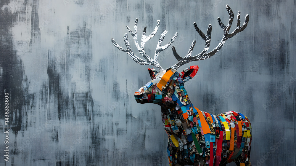 Obraz premium christmas, animal, deer, decoration, vector, horse, art, reindeer, illustration, holiday, silhouette, winter, design, xmas, symbol, giraffe, nature, toy, mammal, dog, pattern, animals