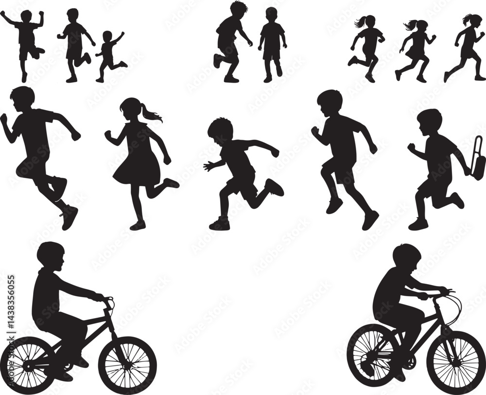 Obraz premium Children Playing Silhouettes