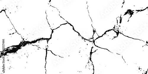 Black and white cracks illustration transparent white background. Black cracks on a white background. Cracks texture for design. Abstract illustration texture of cracks, chips