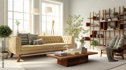 Bright and modern living room interior design.