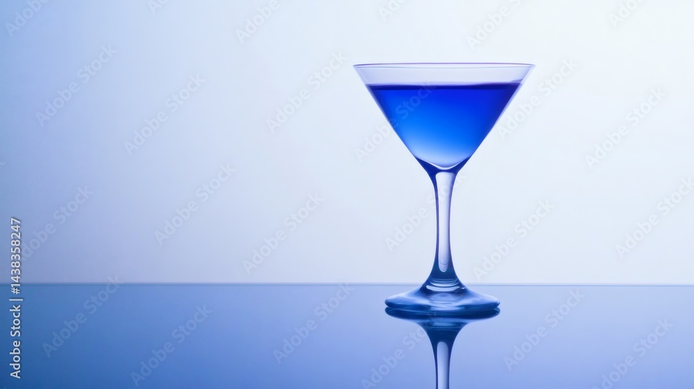 A captivating martini glass filled with vibrant blue liquid A captivating martini glass filled with vibrant blue liquid