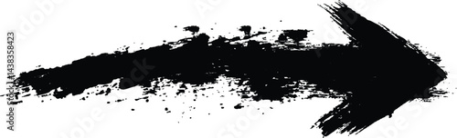A bold black arrow created with brush strokes 
transparent white background. Black arrow marker isolated with a hand-drawn effect on a white background. Arrow marker isolated mark hand draw
