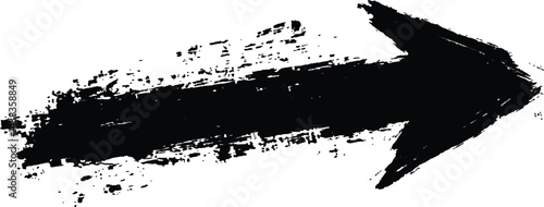 A bold black arrow created with brush strokes 
transparent white background. Black arrow marker isolated with a hand-drawn effect on a white background. Arrow marker isolated mark hand draw
