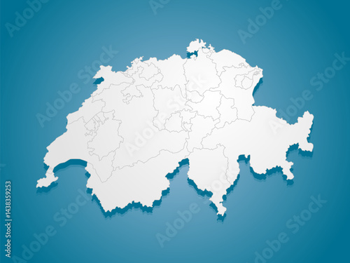 Vector map country Switzerland divided on regions