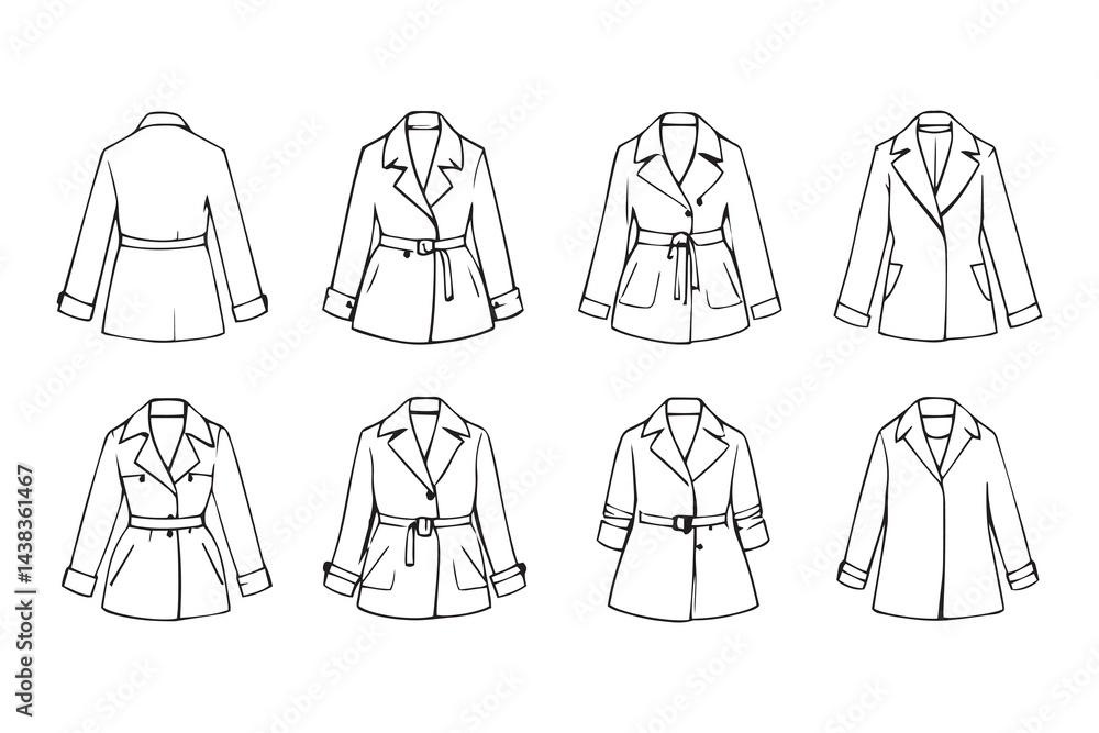 Trench coat line art Trench coat line art