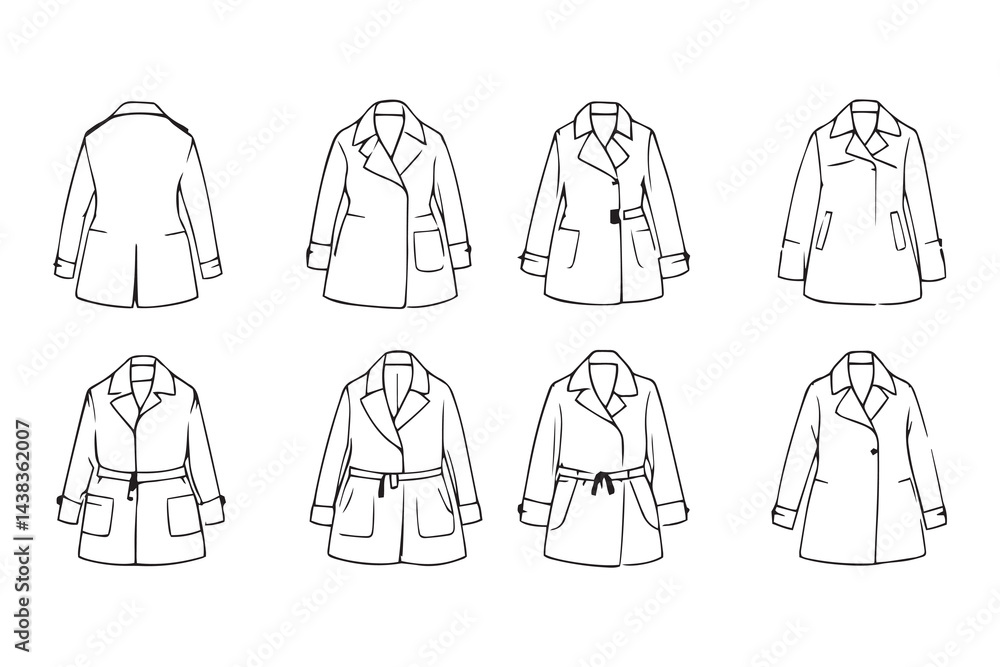 Trench coat line art Trench coat line art