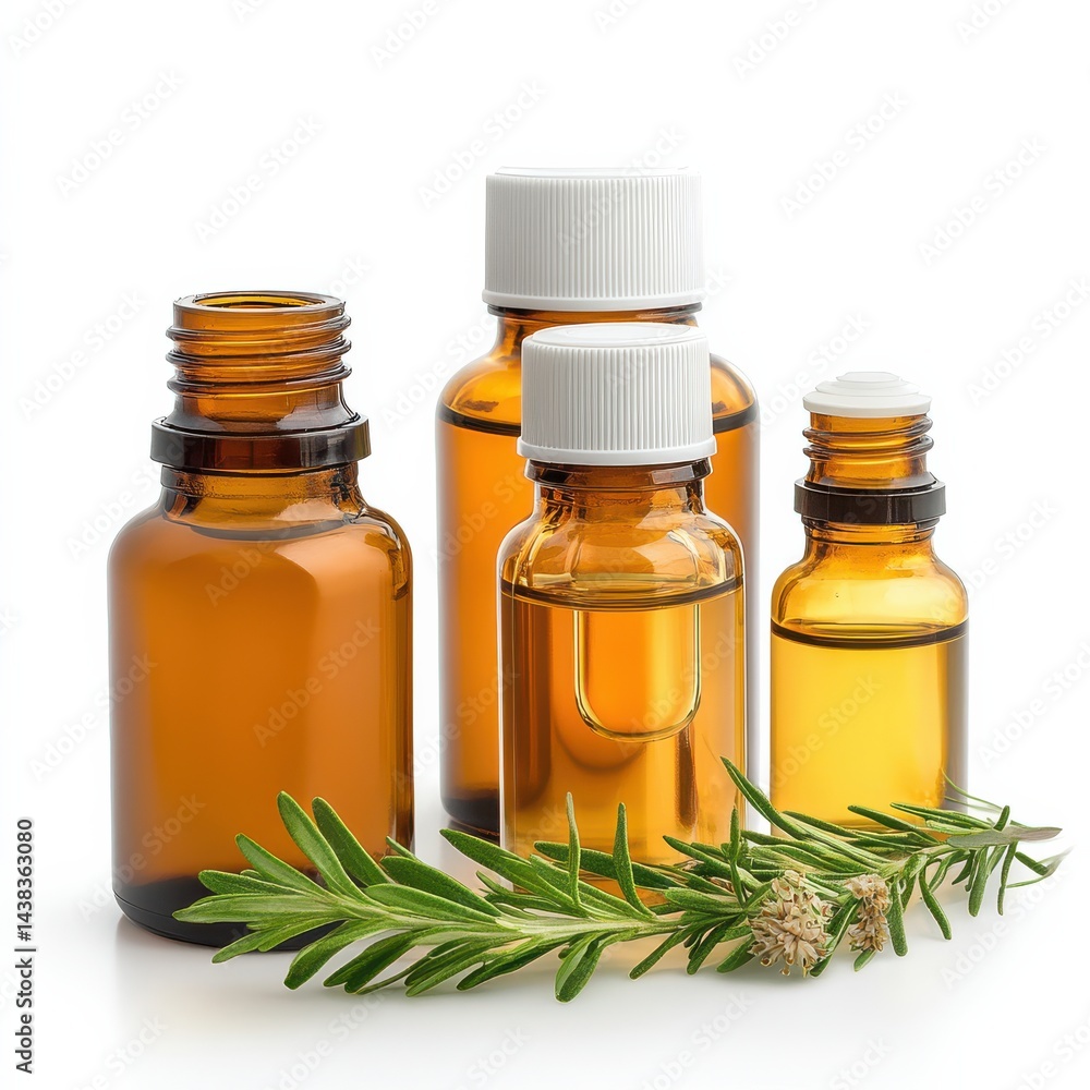 Essential oil bottles display aromatherapy home decor studio setting close-up natural wellness Essential oil bottles display aromatherapy home decor studio setting close-up natural wellness