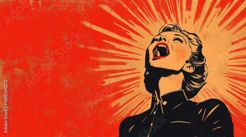 Retro pop art woman shout sale loud bright