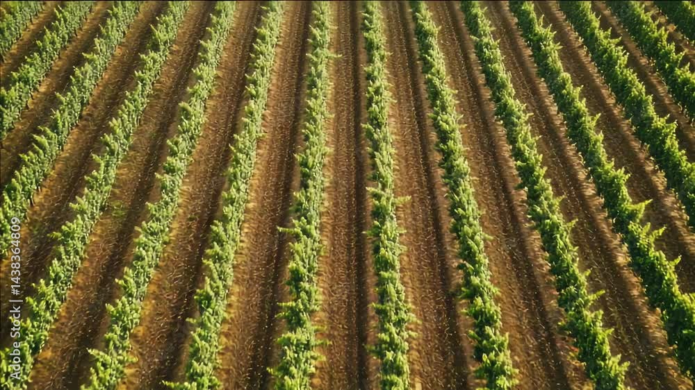 Vineyard with rows of healthy plants growing under sunny skies, showcasing agricultural methods and sustainable farming practices. Vineyard with rows of healthy plants growing under sunny skies, showcasing agricultural methods and sustainable farming practices.
