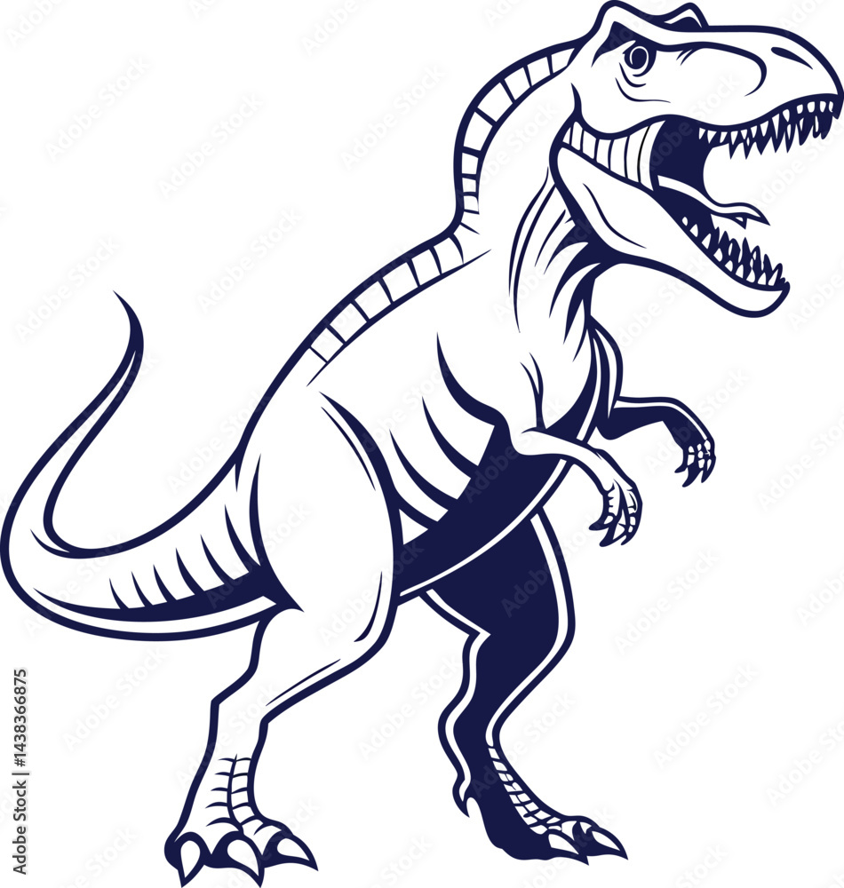 Tyrannosaurus rex dinosaur vector and Illustration of tyrannosaurus rex, black and white silhouette. Tyrannosaurus rex dinosaur vector and Illustration of tyrannosaurus rex, black and white silhouette.