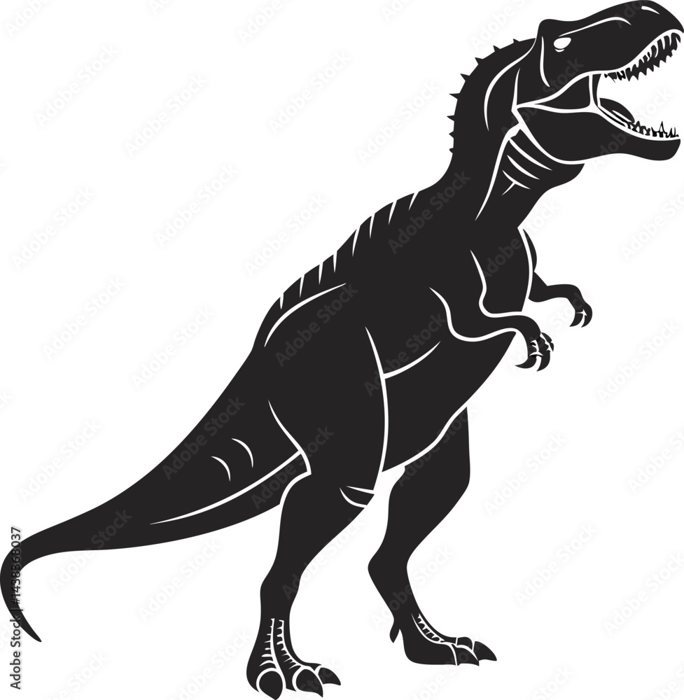 Tyrannosaurus rex dinosaur vector and Illustration of tyrannosaurus rex, black and white silhouette. Tyrannosaurus rex dinosaur vector and Illustration of tyrannosaurus rex, black and white silhouette.