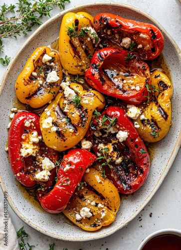 Grilled Colorful Peppers with Feta