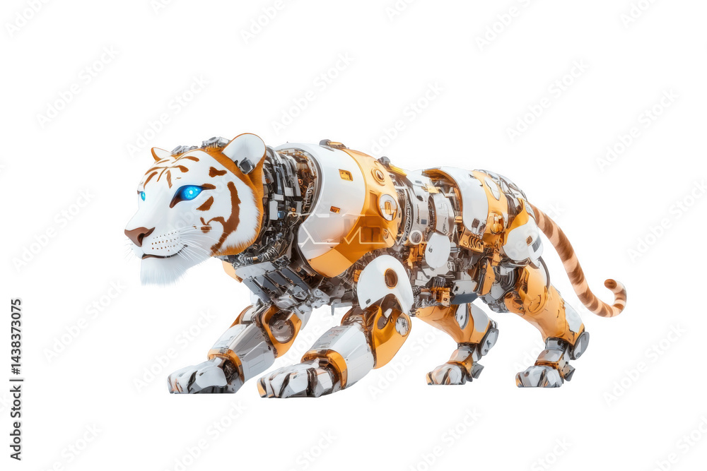 Fototapeta premium Mechanical tiger isolated on transparent background