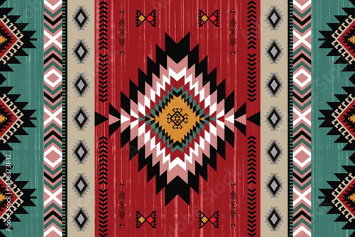 Navajo tribal vector seamless pattern. Native American ornament. Ethnic South Western decor style. Boho geometric ornament. blanket, rug. Woven carpet	
