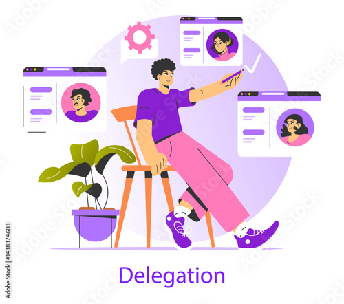 Delegation. Flat Vector Illustration