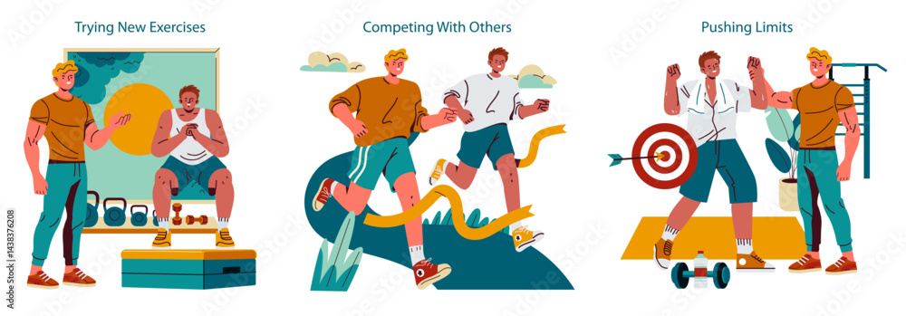 Fototapeta premium Personal Trainer. Flat Vector Illustration
