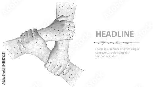 Team hands concept isolated on white. Together network, unity support.