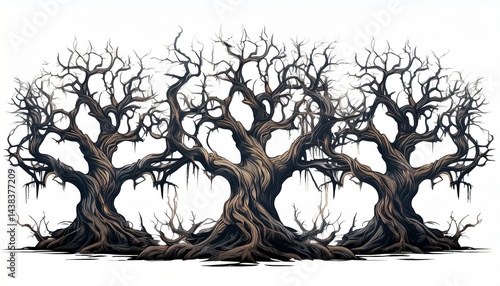 Wallpaper Mural creepy gnarled trees isolated Torontodigital.ca