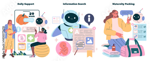 AI Pregnancy Counselor. Flat Vector Illustration
