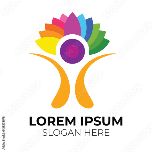 Wallpaper Mural Colorful Human Figure with Rainbow Petals Logo or Presentation Graphic Torontodigital.ca