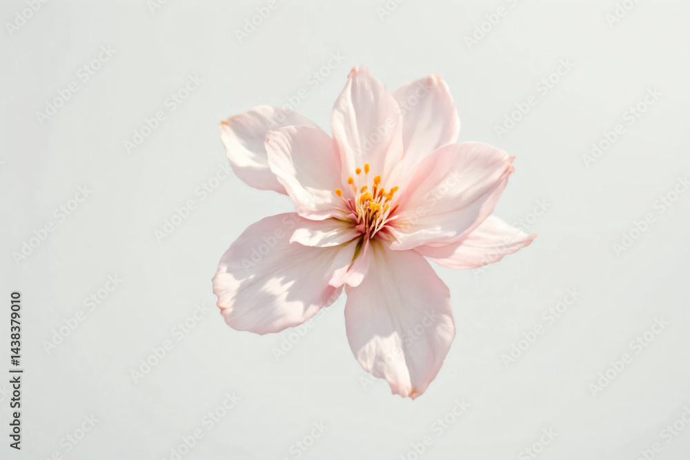 Obraz premium Cherry Blossom Branches: Delicate pink or white blossoms on slender, dark brown branches arranged against a clean, light-colored background. 