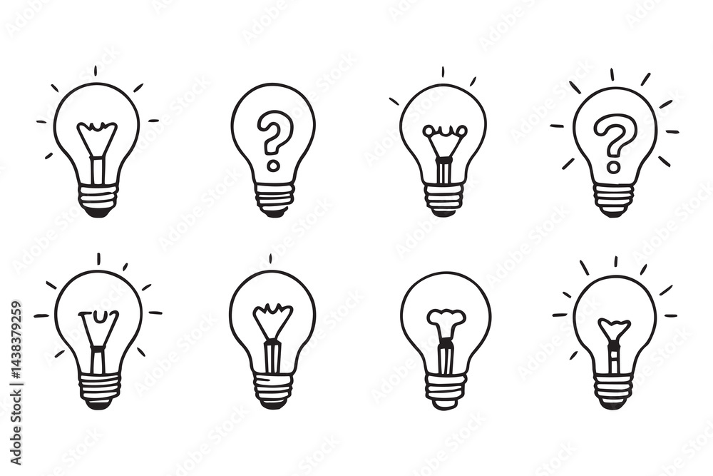 Lightbulb idea line art and black color Lightbulb idea line art and black color