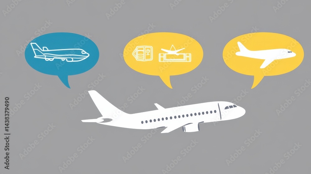 Fototapeta premium Simple graphic design illustrating flight safety icons.