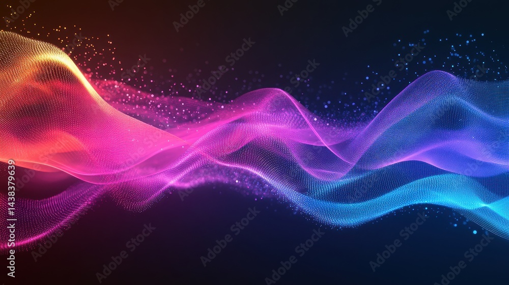 Abstract vibrant dynamic waves of glowing particles Abstract vibrant dynamic waves of glowing particles