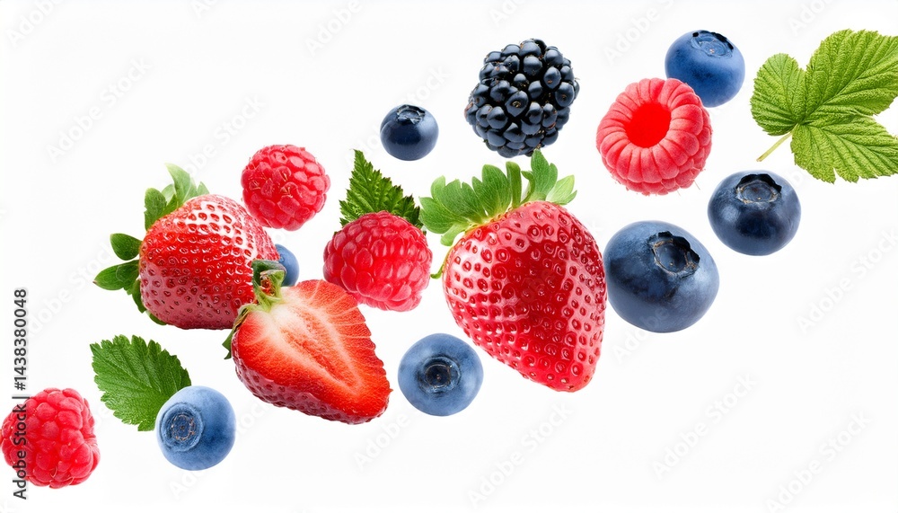 berry fruits flying isolated berry fruits flying isolated