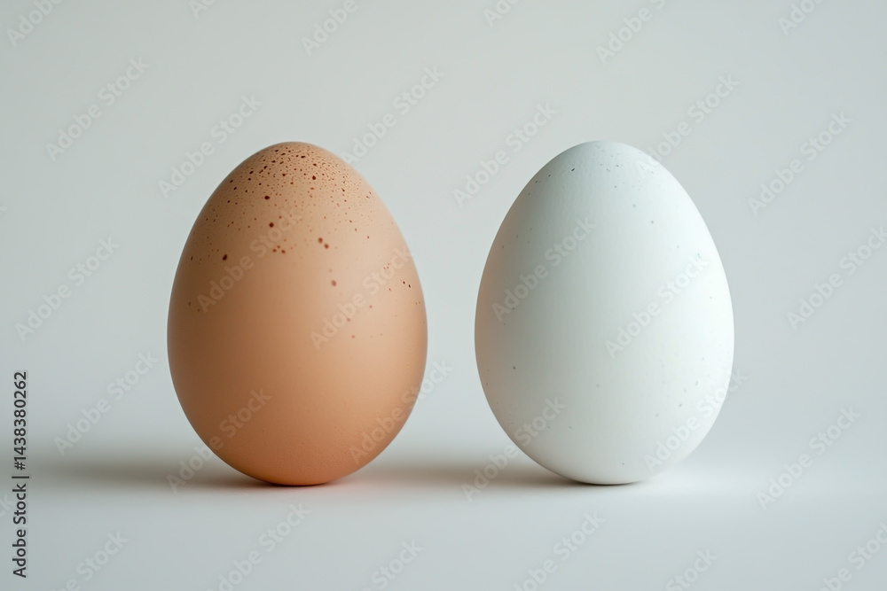 Realistic stock photo of two fresh eggs on a white background, high-resolution commercial image Realistic stock photo of two fresh eggs on a white background, high-resolution commercial image