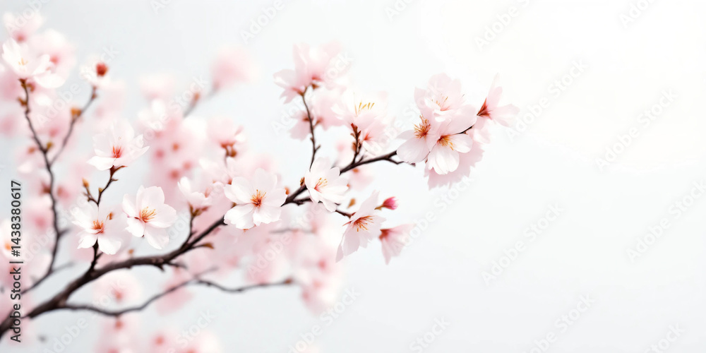 Cherry Blossom Branches: Delicate pink or white blossoms on slender, dark brown branches arranged against a clean, light-colored background. Cherry Blossom Branches: Delicate pink or white blossoms on slender, dark brown branches arranged against a clean, light-colored background.