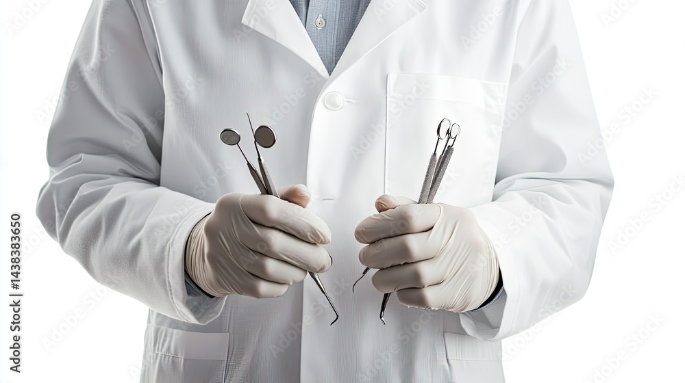 Dental Professional Displaying Instruments in Clinical Setting Dental Professional Displaying Instruments in Clinical Setting