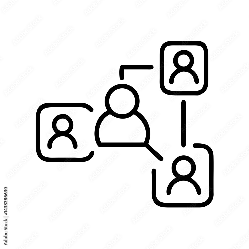 Networking diagram with user connections and icons Networking diagram with user connections and icons