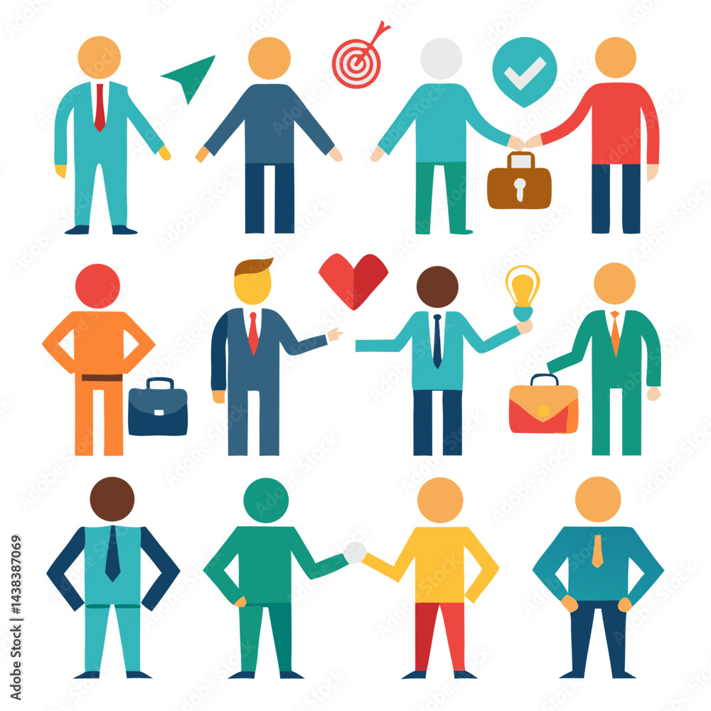 Diverse Business People Icons Teamwork Collaboration Success Diverse Business People Icons Teamwork Collaboration Success
